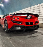 Ferrari F8 Tributo Spider 2020 2021 2022 2023 with Aftermarket Parts - Rear Diffuser & Canards Carbon Fiber from Ventus Veloce